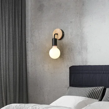 נורדי מינימליזם led מנורת קיר עבור חדר השינה ליד המיטה מעץ מלא מסדרון טואלט מראה מול מנורת חדר תפאורה הביתה בלילה אור