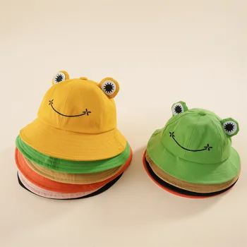 הורה-ילד מצויר צפרדע דלי כובע פנמה דיג כובע חמוד פרוגי כובע נשי בוב אחלה כובע קרם הגנה חיצונית דייג Gorros