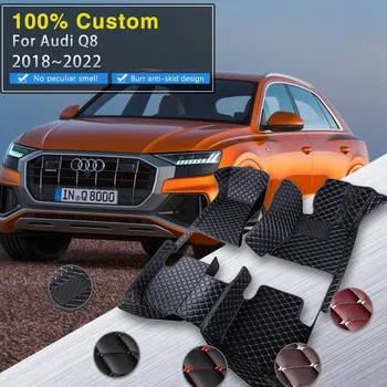המכונית מחצלות עבור אאודי Q8 2018~2022 שטיח הרצפה Luxuly עמיד השטיח סט מלא אוטומטי הפנים חלק עור השטיח המכונית Accessires 2019