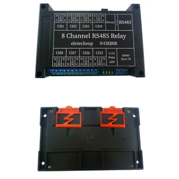 2X N438B08 12VDC 8ch RS485 ממסר למחשב טורית UART מתג PLC מצלמה מערכת בקרה תעשייתית N438B08