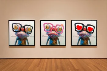 קריקטורה בעלי חיים מופשט ציור שמן צפרדע חובש משקפיים מדבקות קיר לילדים, חדרי אירוח או סלון עיצוב חדר השינה של אמנות הציור