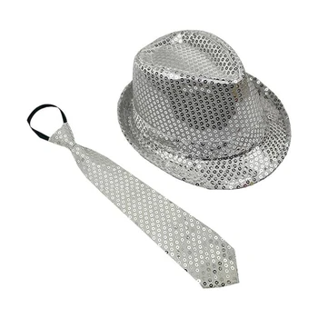 כובע פייטים עבור גברים, נשים, ילדים ציוד למסיבות עם עניבה כובע פנמה זוהר חדש