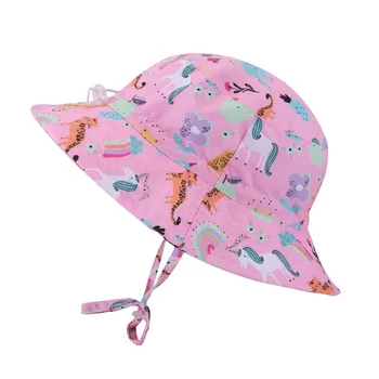 דלי כובע ילדים ילדה הקיץ הגנה מפני השמש חוף אביזר שוליים רחבים, מחרוזת כובע לפעוטות חג שחייה