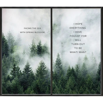 יער פארק עץ דפוס אלקטרוסטטית זכוכית חלבית מדבקה אטומה שירותים דלת זכוכית חלון הסרט השירותים פרטיות pvc