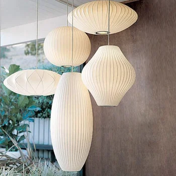 משי סינית אור תליון עגול מעופפת תלויה מנורת הסלון לחדר האוכל מנורות Suspendu מקורה גופי תאורה