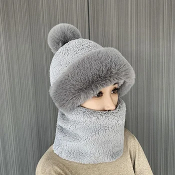 2022 לחורף חם כובע סקי לעבות קטיפה מסכת פנים רכות כובעים הצוואר חם חיצוני Windproof רוסיה כובע Pullovers כובע צעיף