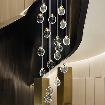 מודרני LED בסלון נברשת זהב/כסף, קריסטל וילה מדרגות קישוט הבית הנורדי מטבח המסעדה נברשת