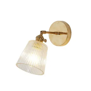 זכוכית, מנורת קיר מודרני שקוף פמוט קיר תאורה נורדי מנורת קיר נחושת אור הקיר ברור אהיל רטרו עבור חדר השינה