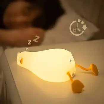 סיליקון רך ברווז מנורת Led ילדים, תאורה נטענת ילד מתנת החג ישן יצירתי חדר שינה שולחן עבודה עיצוב המנורה