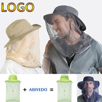 להדפיס את הלוגו לשני המינים חיצוני 360 יתושים הוכחה כובע דיג מטריה כובעי נשים Uv דלי כובע Menquick יבש טיולים כמוסות