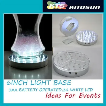 Kitosun 15CM קוטר בסיס עגול 3AA מופעל על סוללה 31 LED הלבן תחת אגרטל האור המרכזי קישוט החתונה תאורה