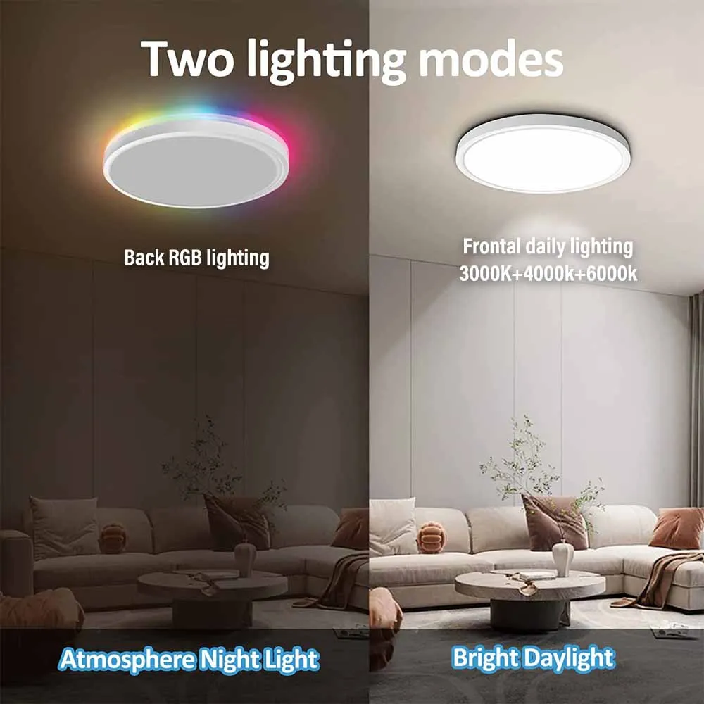 LED מסביב התקרה אור דו צדדית עם תאורה שליטה מרחוק ניתן לעמעום תאורה אחורית RGB עבור חדר השינה, המטבח, הסלון מסיבה . ' - ' . 1