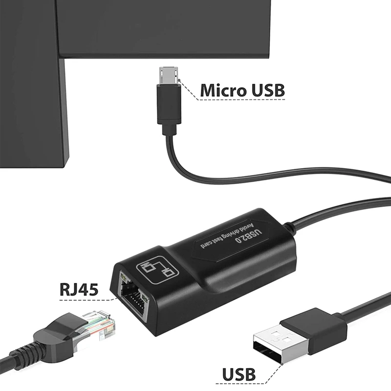 USB 2.0 RJ45 רשת מתאם כרטיס מתאם עבור אמזון אש TV3 או מקל GEN 2 או 2 לעצור את המאגר . ' - ' . 2