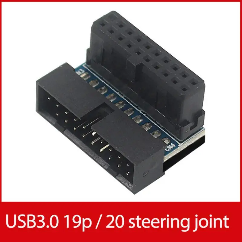 USB 3.0 19Pin/20Pin מתאם 19 פינים 20 פינים זכר מחבר שקע 90 מעלות לוח האם במארז המושב הקדמי הרחבה מחבר . ' - ' . 0