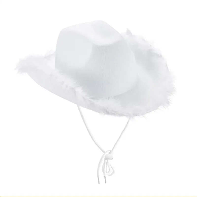אופנה Cowgirl כובע נוצות רכות המערבי כובע בוקרים על פסטיבל חג המולד מסיבת הרווקות קרנבל Cosplay השמלה קאפ . ' - ' . 3