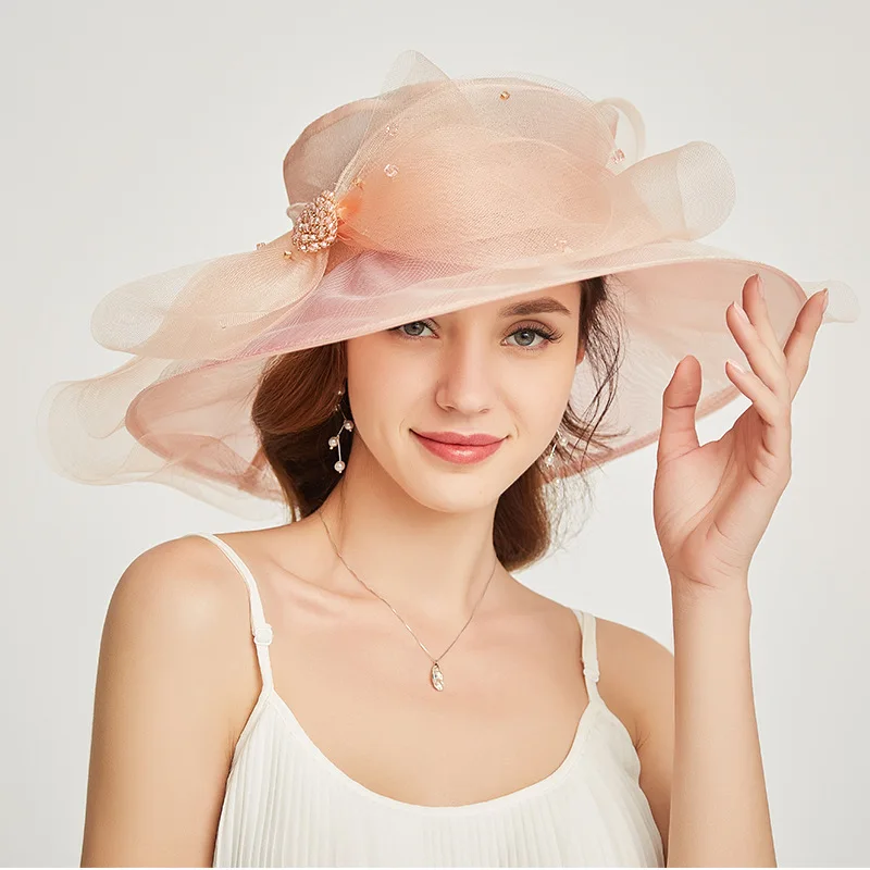אופנה אישיות אורגנזה שטוח כובע מעולה אלגנטי בסגנון בריטי אירועים המגבעת נשים הנסיעה של קרם הגנה כובע המצחייה . ' - ' . 2