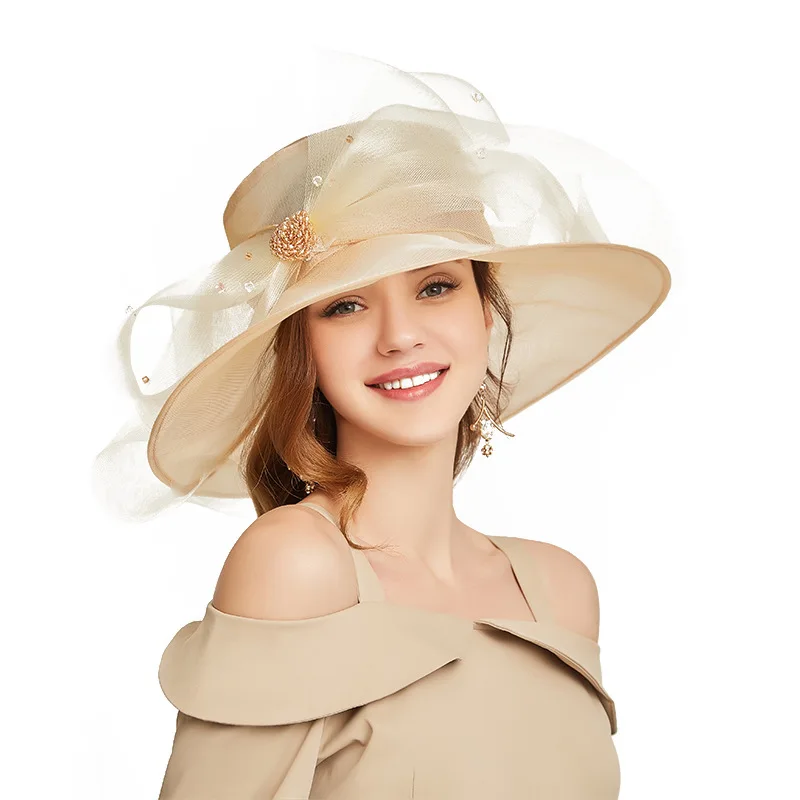 אופנה אישיות אורגנזה שטוח כובע מעולה אלגנטי בסגנון בריטי אירועים המגבעת נשים הנסיעה של קרם הגנה כובע המצחייה . ' - ' . 4