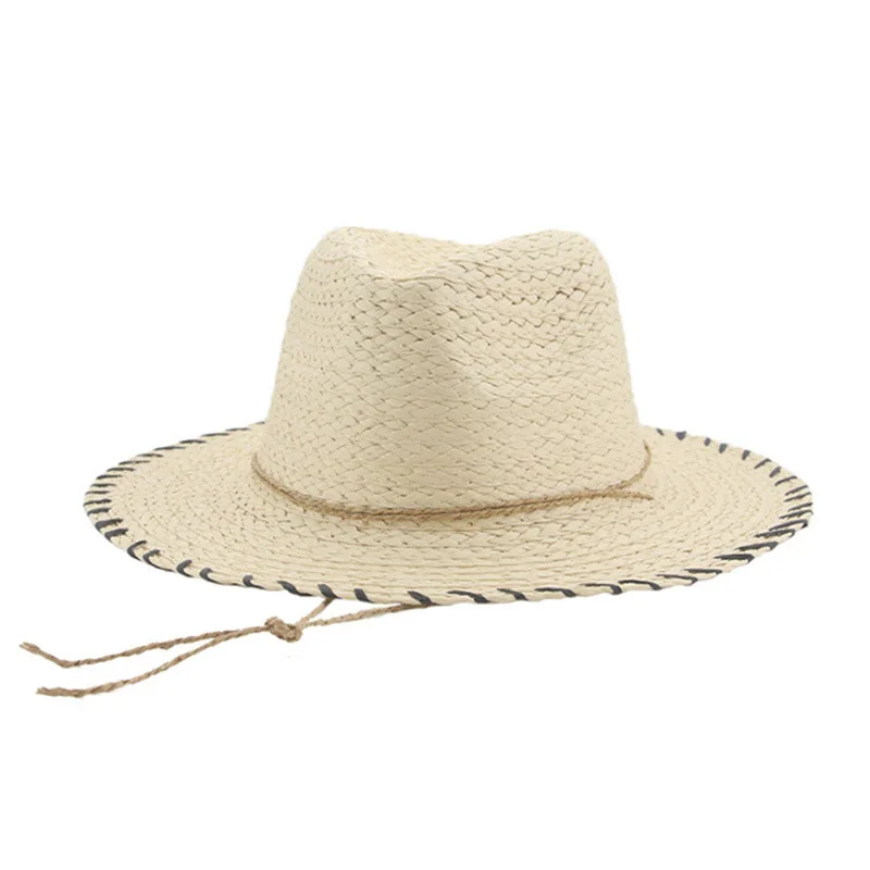 אופנה קש כובע השמש בקיץ כובעי פנמה לגברים נשים החוף הגנה מפני השמש בנות הג ' אז כובעי סומבררו דה Mujer . ' - ' . 1