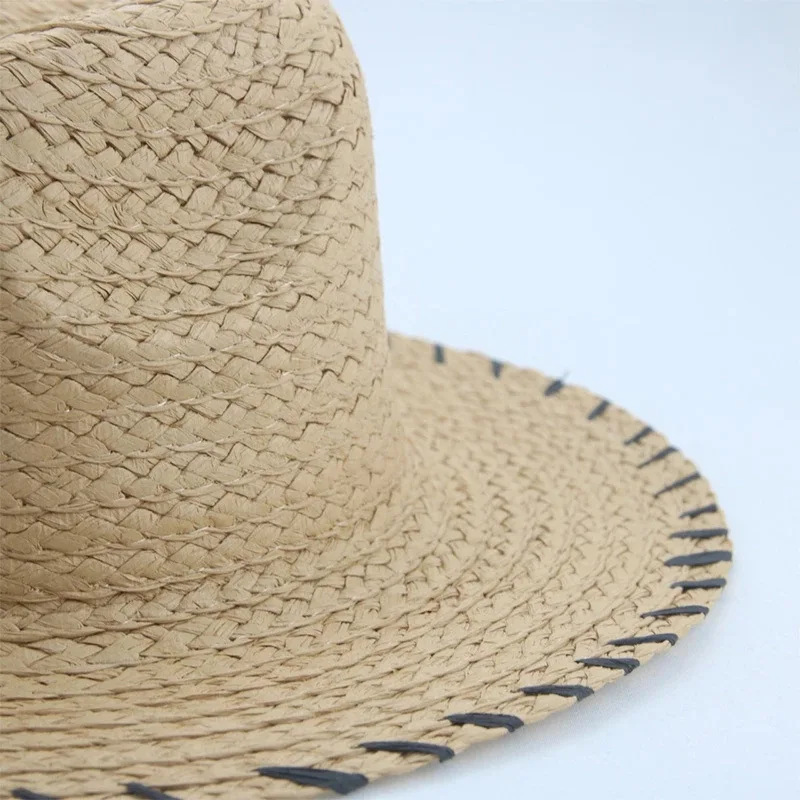 אופנה קש כובע השמש בקיץ כובעי פנמה לגברים נשים החוף הגנה מפני השמש בנות הג ' אז כובעי סומבררו דה Mujer . ' - ' . 4