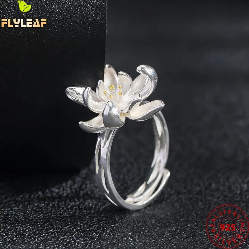 אמיתי סטרלינג 925 תכשיטי כסף פרחים של סחלב טבעת פתוחה לנשים עיצוב מקורי סינית בסגנון וינטג ' נשי אביזרים 2022 . ' - ' . 1