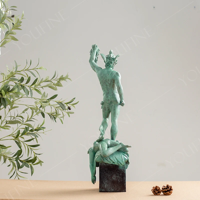 ברונזה פרסאוס עם ראשה של מדוזה פסל מיתולוגיה קלאסית ברונזה פרסאוס פיסול עבור עיצוב הבית קישוטים מלאכת יד . ' - ' . 5