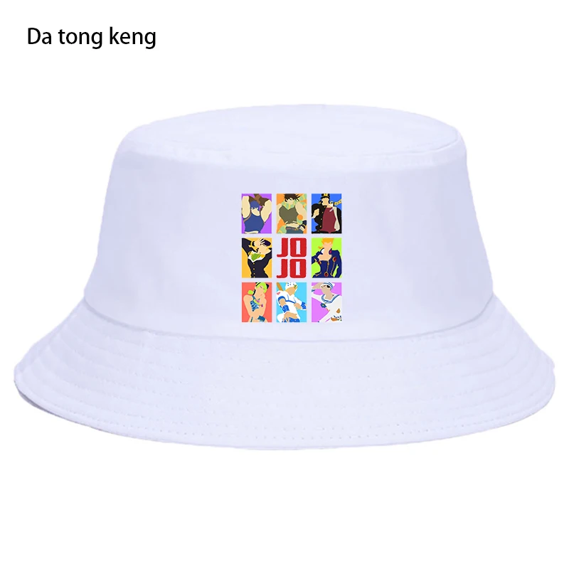 ג ' וג 'ו ביזאר הרפתקאות קיץ נשים, גברים יפן אנימה Kawaii ג' וג ' ו גרפי פנמה כובע דלי עיצוב שטוח המשקף דייג הכובע . ' - ' . 4