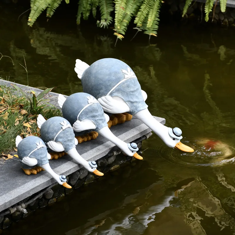 יצירתי חיה ברווז חמוד קישוטים מיניאטורי פסלונים של פיות הגינה בחצר מרפסת פריסת שרף מלאכות חדר קישוט הבית . ' - ' . 3