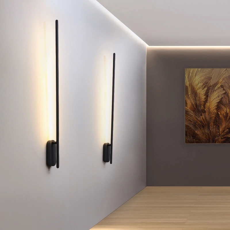 מודרני קיר שחור אור עבור חדר השינה, הסלון נורדית, המסתובב בפינת הקיר אור Luminaire Lampara Iinar במסדרון עיצוב אורות . ' - ' . 0