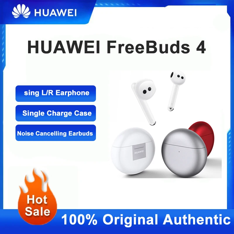מקורי Huawei Freebuds 4 אוזניות Bluetooth 5.2 פתוח למחצה ביטול רעש פעיל מטען אלחוטי אוזניות . ' - ' . 0