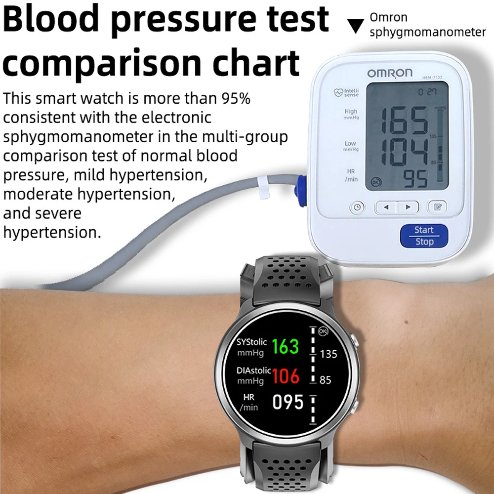 משאבת אוויר נכון לחץ דם שעון חכם טמפרטורת הגוף ניטור קצב לב Bluetooth מוסיקה IP67 עמיד למים Smartwatch גברים . ' - ' . 4