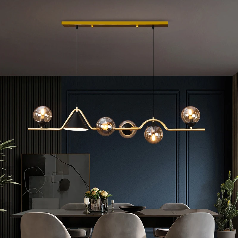 נברשות אורות נורדי LED תליון מנורה על שולחן האוכל בסלון מטבח מודרני תלוי שחור ברק Luminaria . ' - ' . 1