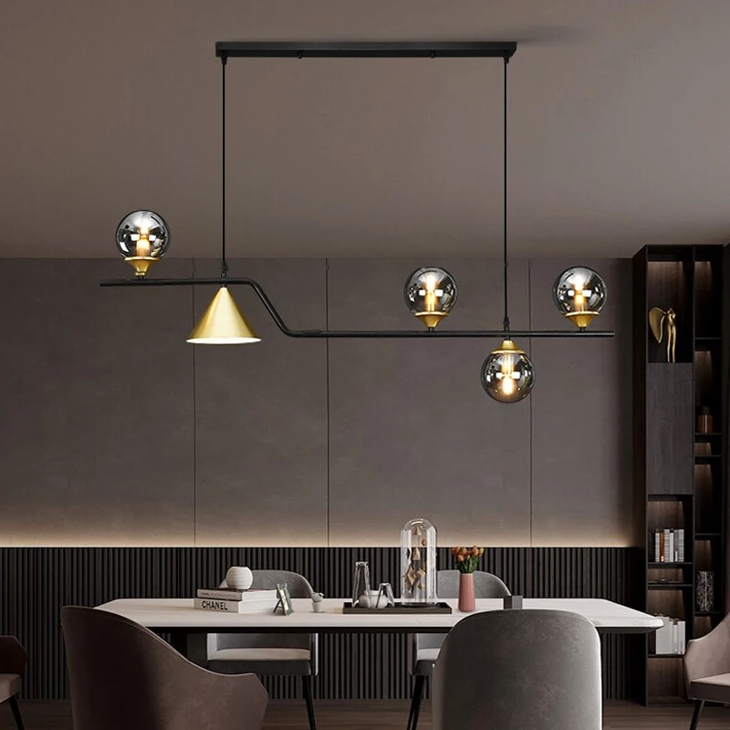 נברשות אורות נורדי LED תליון מנורה על שולחן האוכל בסלון מטבח מודרני תלוי שחור ברק Luminaria . ' - ' . 2