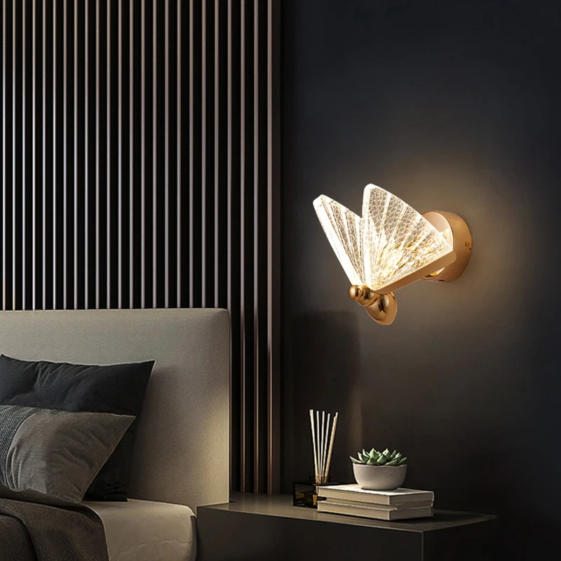 נורדי אישיות מנורת קיר יצירתי השינה ליד המיטה אור חדר ילדים פרפר קיר אור LED המודרני פמוט קיר עש . ' - ' . 3