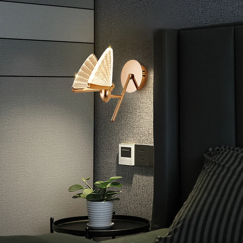 נורדי אישיות מנורת קיר יצירתי השינה ליד המיטה אור חדר ילדים פרפר קיר אור LED המודרני פמוט קיר עש . ' - ' . 4
