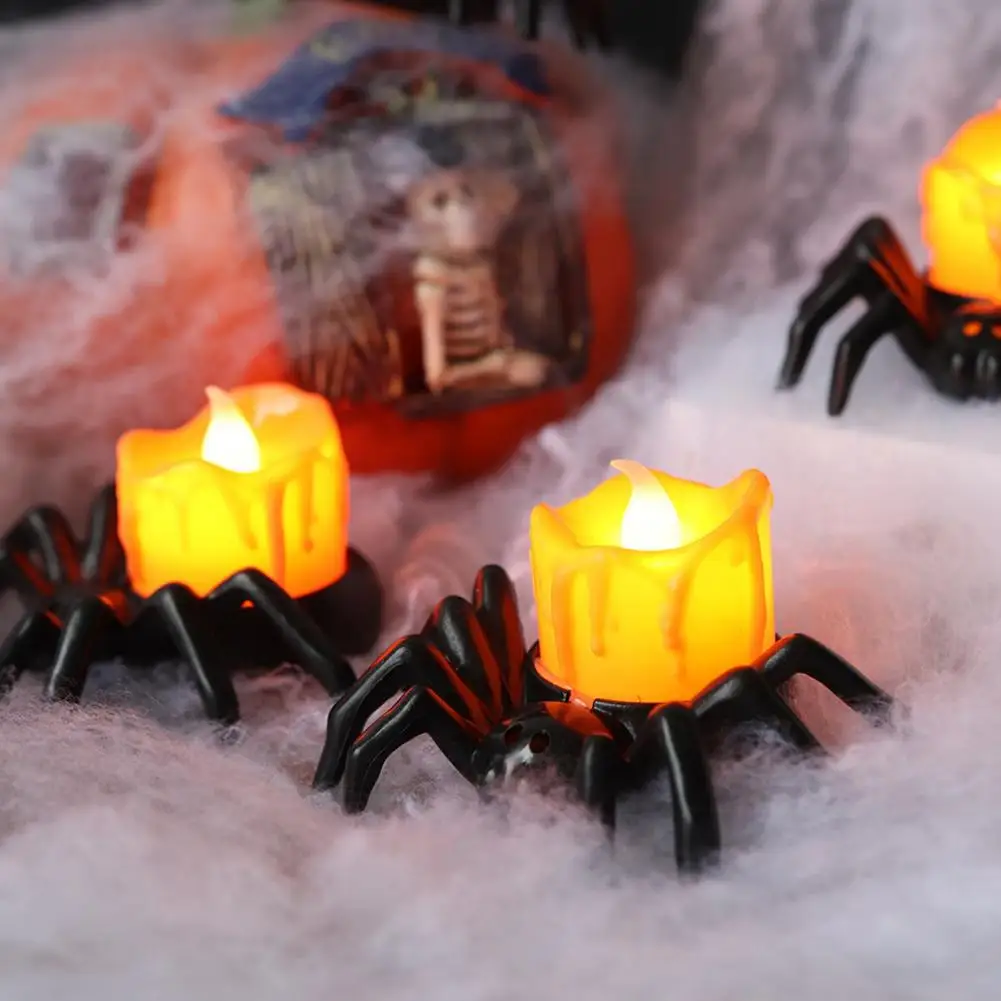 נושא ליל כל הקדושים היא נר ספוקי העכביש אור התה בטוח Flameless Led נרות לכבוד ליל כל הקדושים מסיבת ליל כל הקדושים קישוט הנר . ' - ' . 4