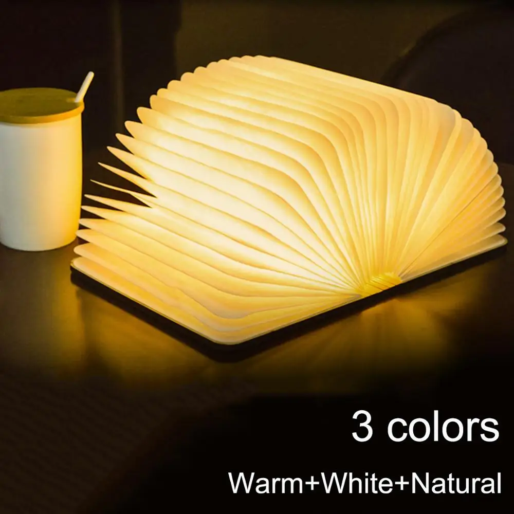 נייד 5 צבעים 3D יצירתי הוביל את הספר בלילה עץ בהיר 5V USB נטענת מגנטי מתקפל שולחן מנורת שולחן קישוט הבית . ' - ' . 0