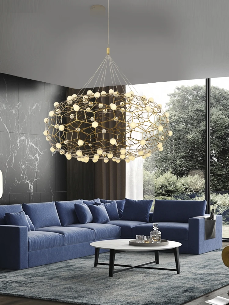 עגול עיצוב נברשת הזהב הסלון לחדר האוכל פשוט אישיות מנורת LED חרוזים מחרוזת מנורה דקורטיבית . ' - ' . 4