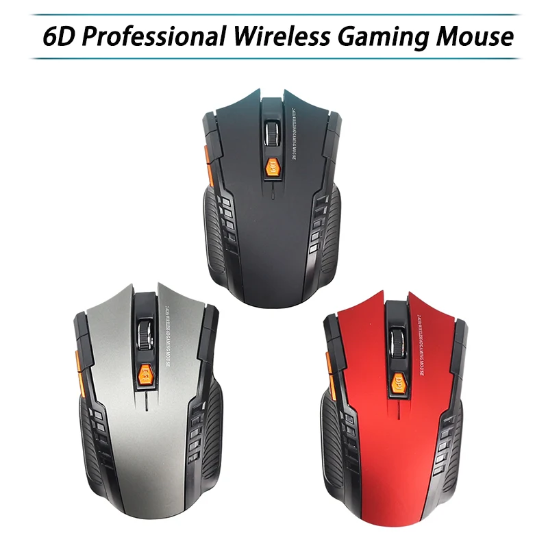 עכבר גיימרים אלחוטי 2.4 ghz מחשב PC נייד Profissional המשחק 1600dpi 2000 DPI USB אופטי עכבר גיימר עיצוב סימטרי 6D . ' - ' . 3