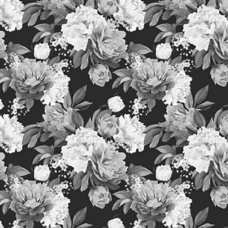 פרחים דבק טפטים שחור לבן . ' - ' . 0