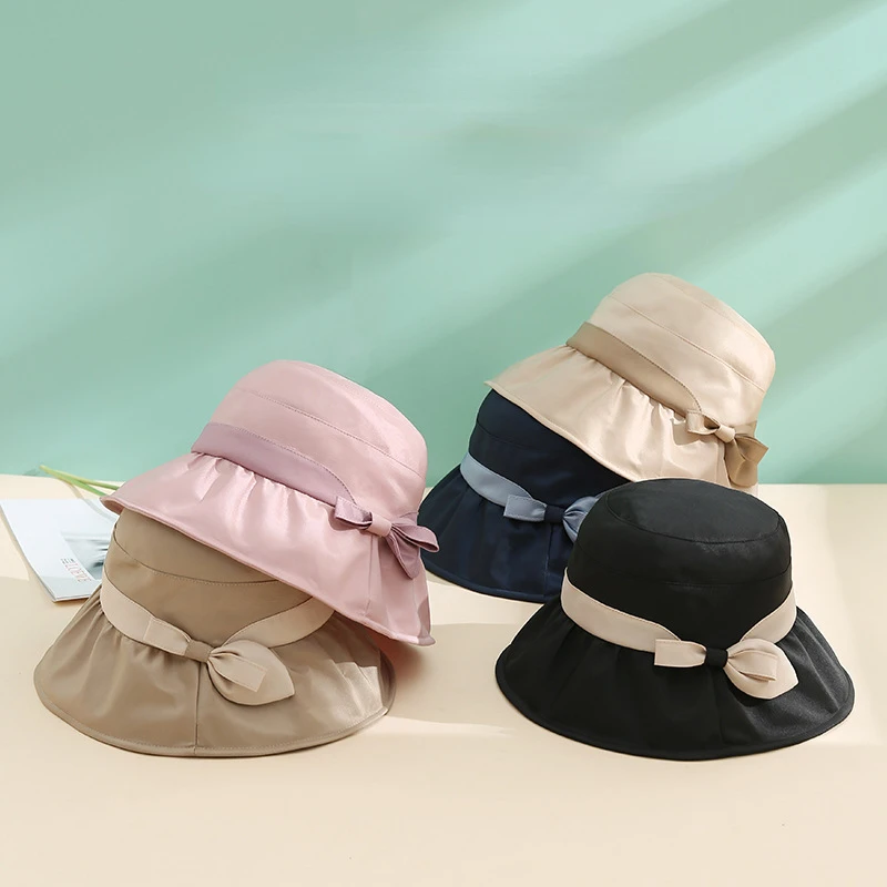שמש כובעים לנשים השמש בקיץ כובעים אופנה להדפיס כל הרחוב-להתאים קרם הגנה גדולה אפס מקום כובע עניבת פרפר לנשימה הנסיעה הגברת Sunhat . ' - ' . 5