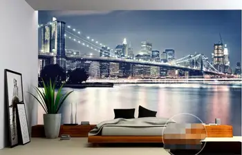 3d חדר טפט מותאם אישית ציור קיר ארוגים מדבקת קיר ניו יורק גשר אופנה מודרנית ציור צילום 3d ציור הקיר טפט
