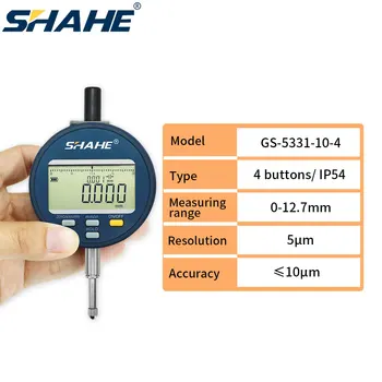 SHAHE 5µm ברזולוציה גבוהה דיוק דיגיטלי חיוג מחוון 0-12.7 /25.4/50.8 מ 