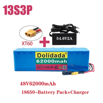XT60 Plug 48V62Ah 1000W 13S3P 48V ליתיום-יון Batterij Voor בגודל 54.6 V E-Bike Elektrische Fiets קטנוע פגשתי Bms + בגודל 54.6 V Lader
