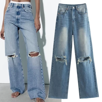 Maxdutti אמריקן וינטג החבר מכנסיים נשים קרע ג 'ינס בנות ההרמון ג' ינס אופנה נשים ברחוב רופף אמא ג ' ינס