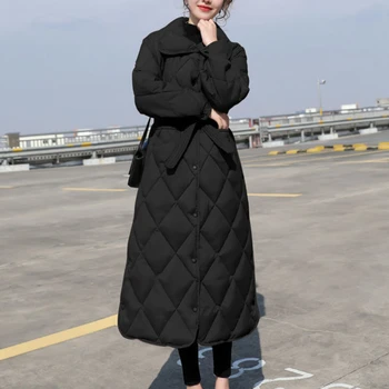 הסתיו והחורף אופנה ארוכה סעיף משובץ מזדמן עבה נשים מעיל ארוך שרוולים מעיל 2021 חדש דש אחת עם חזה