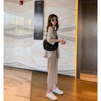 גדולים נשים חליפות המכללה אופנה חופשי חליפות מתוק קוריאני מקצועי החליפה בלייזר נשים קצוץ מכנסיים שתי ערכות קטע