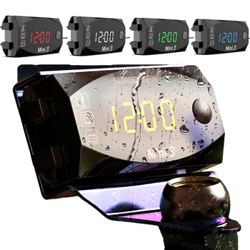 3 ב-1 אופנוע אלקטרוני שעון IP67 עמיד למים שעון זמן דיגיטלי מד טמפרטורה מודד LED הדיגיטלי האוניברסלי לצפות 12V