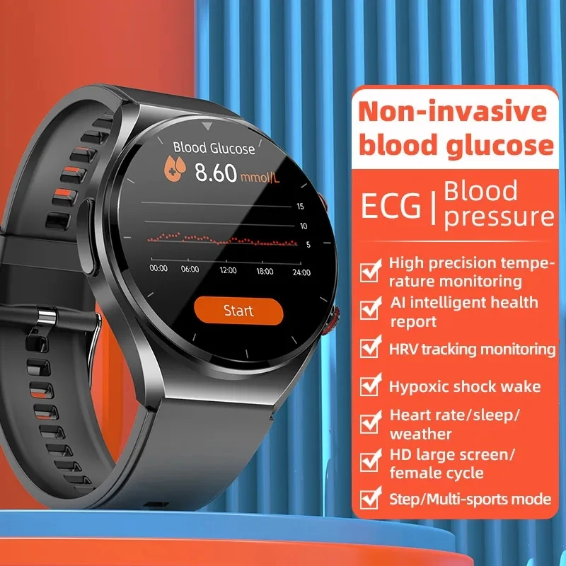 2023 פולשנית חדשה הגלוקוז בדם שעון חכם גברים מלא מסך מגע ספורט כושר שעונים Bluetooth עבור ios אנדרואיד Smartwatch . ' - ' . 3