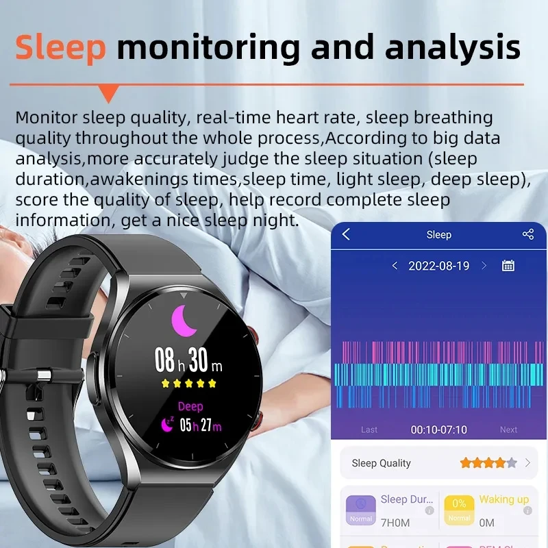 2023 פולשנית חדשה הגלוקוז בדם שעון חכם גברים מלא מסך מגע ספורט כושר שעונים Bluetooth עבור ios אנדרואיד Smartwatch . ' - ' . 5