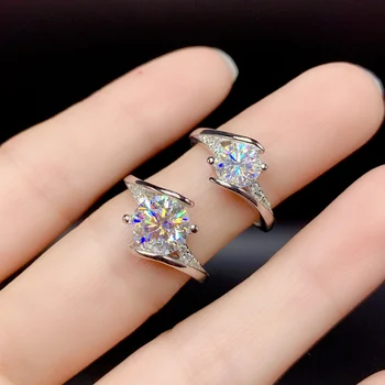【M&T】2022 Moissanite טבעת כסף סטרלינג נשים טבעת קלאסית יוקרה תכשיטים יפים אירוסין מסיבת חתונה מתנות